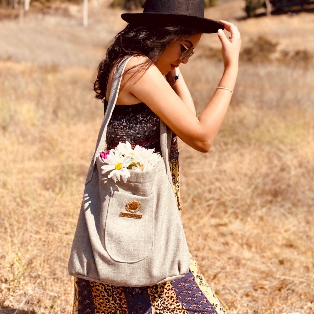 Linen Polyester handbag/ diaper bag